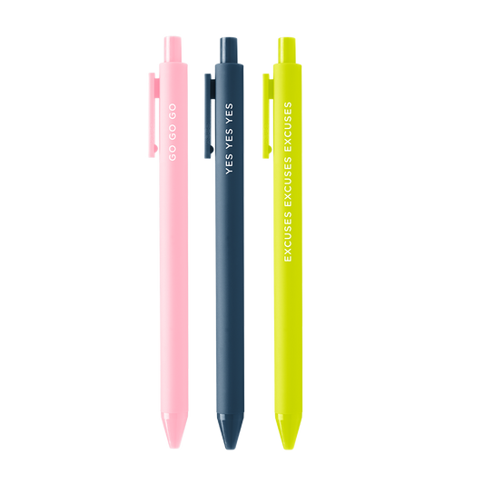 Work Mood Jotter Pens, 3 Pack