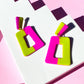 Lime/Fuchsia Polymer Clay Duo-Toned Dangle Earrings