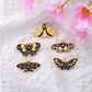 Green/Black/White Floral Moth Butterfly Enamel Pins