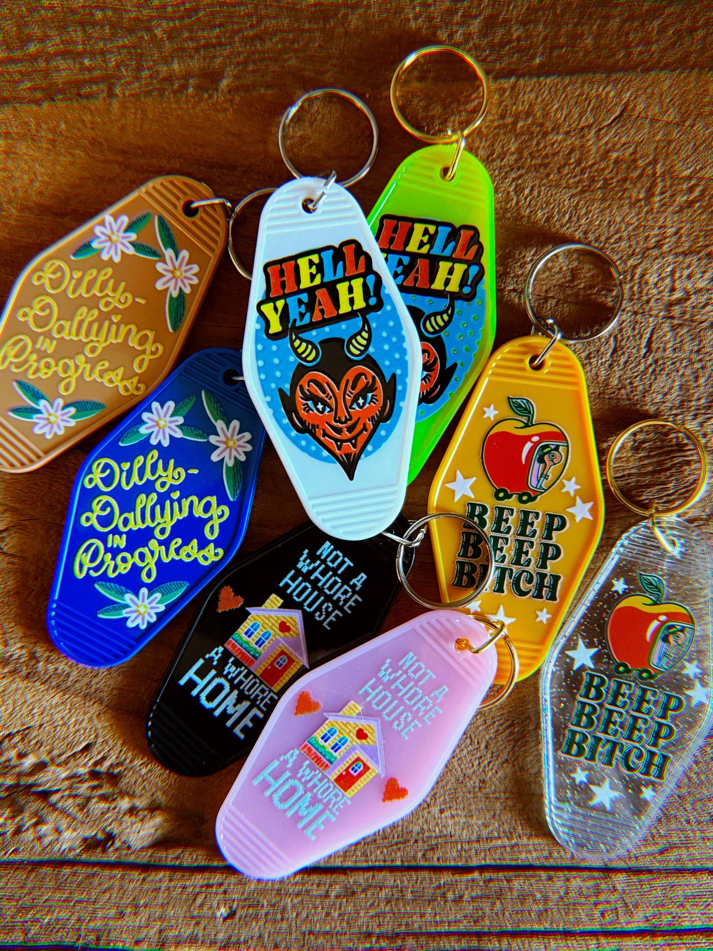 A Whore Home Keychain: Pink and Gold