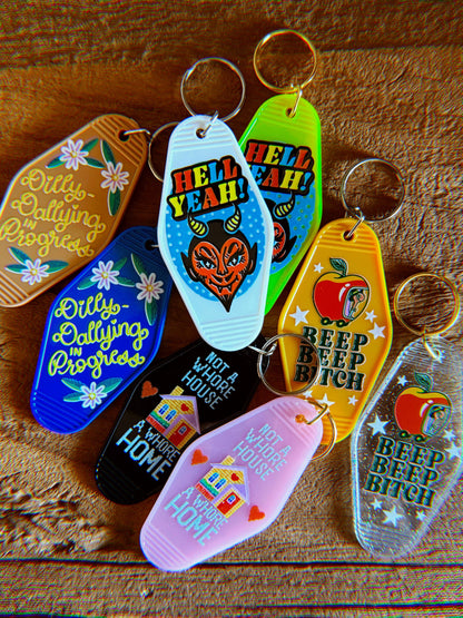 A Whore Home Keychain: Pink and Gold