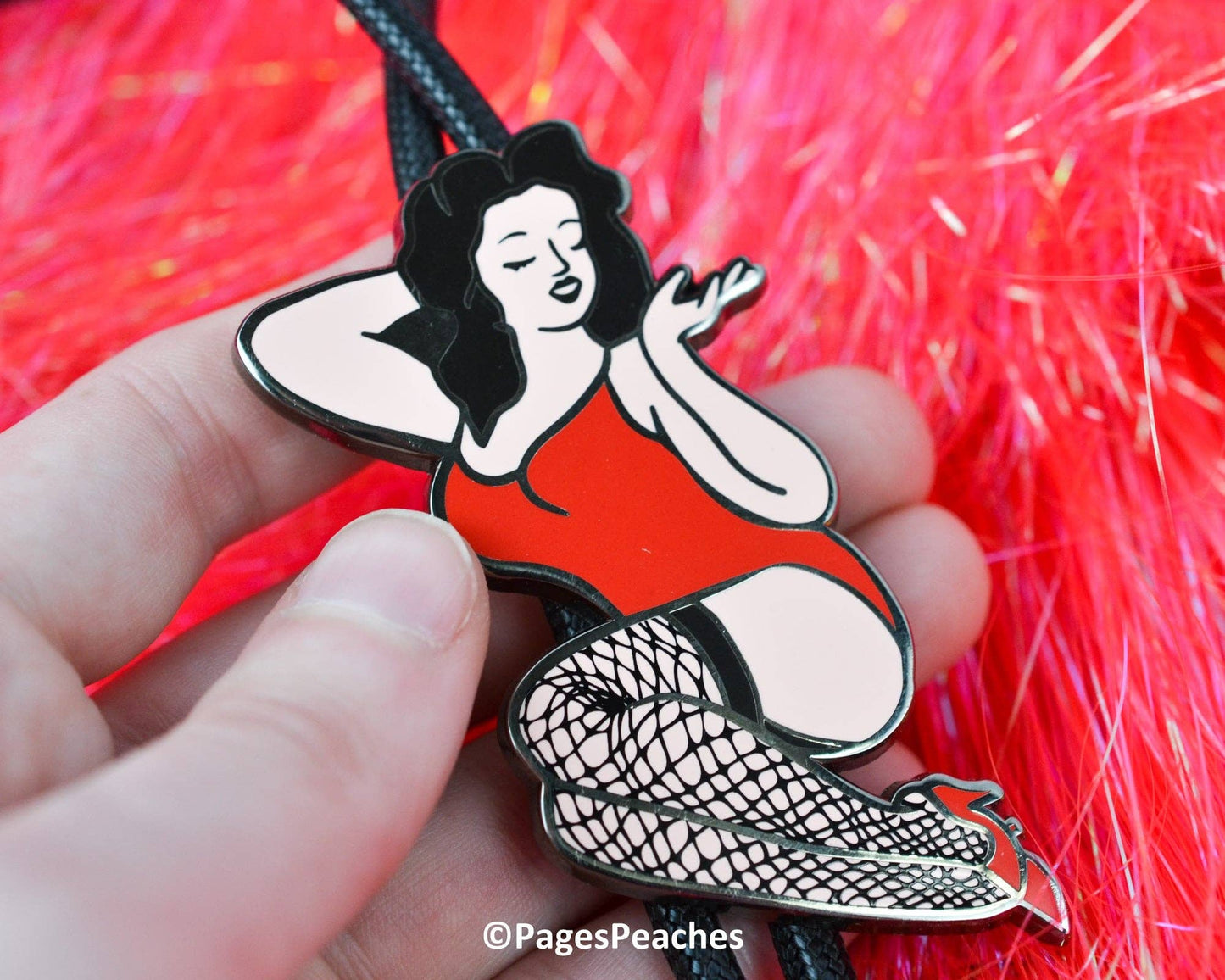 Pinup Bolo Tie, Black Nickel, 3 Inch