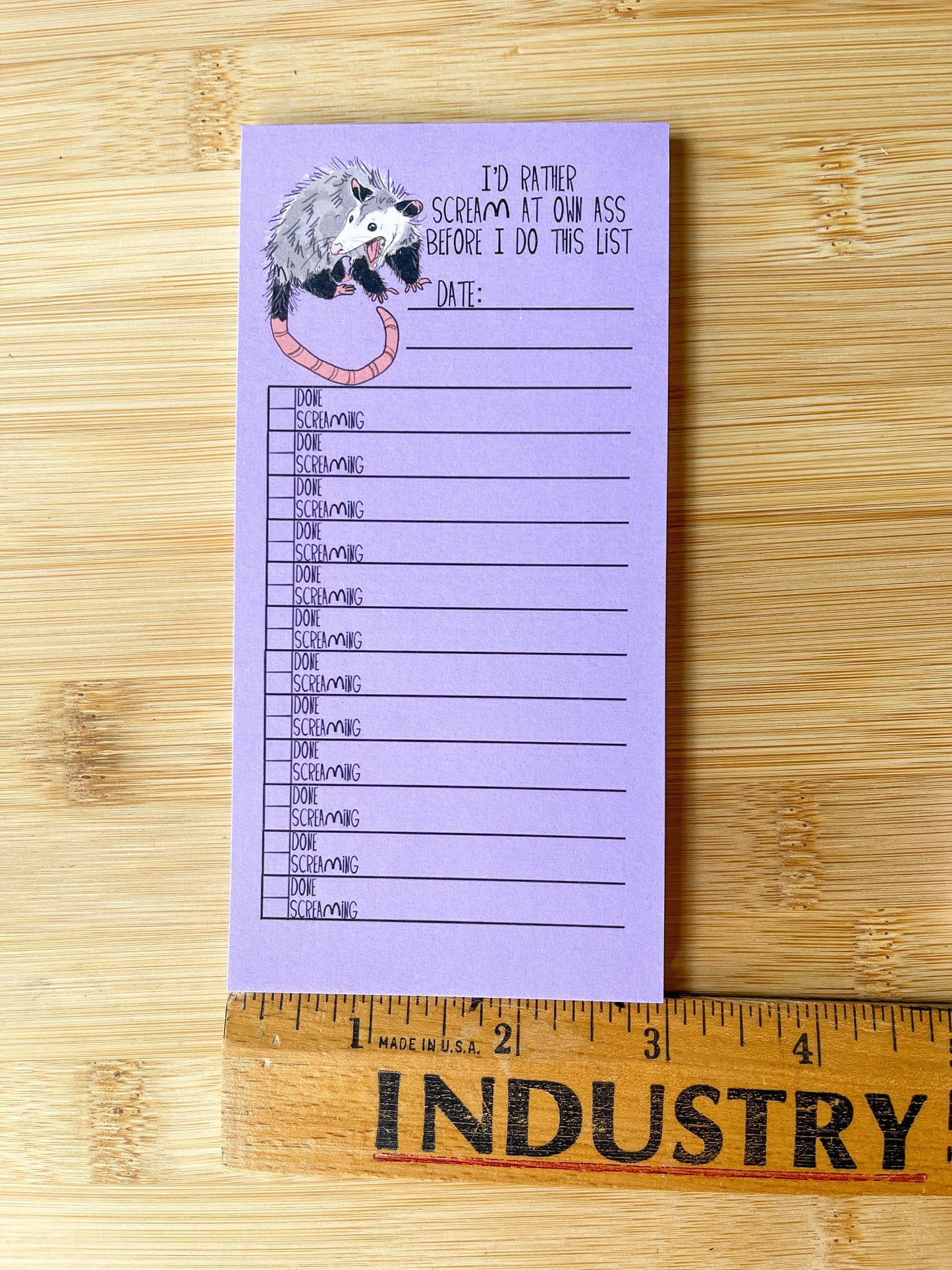 To-Do List Opossum Possum Screaming Notepad