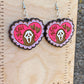 Ghost Face Horror Valentine Hand Painted Wood Earrings