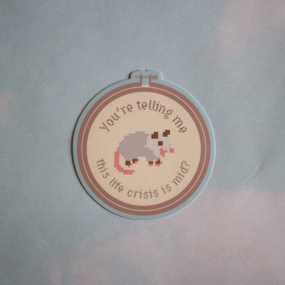 Mid Life Crisis Possum Sticker