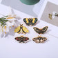 Green/Black/White Floral Moth Butterfly Enamel Pins