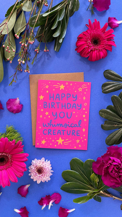 Happy Birthday You Whimsical Creature Greeting Card