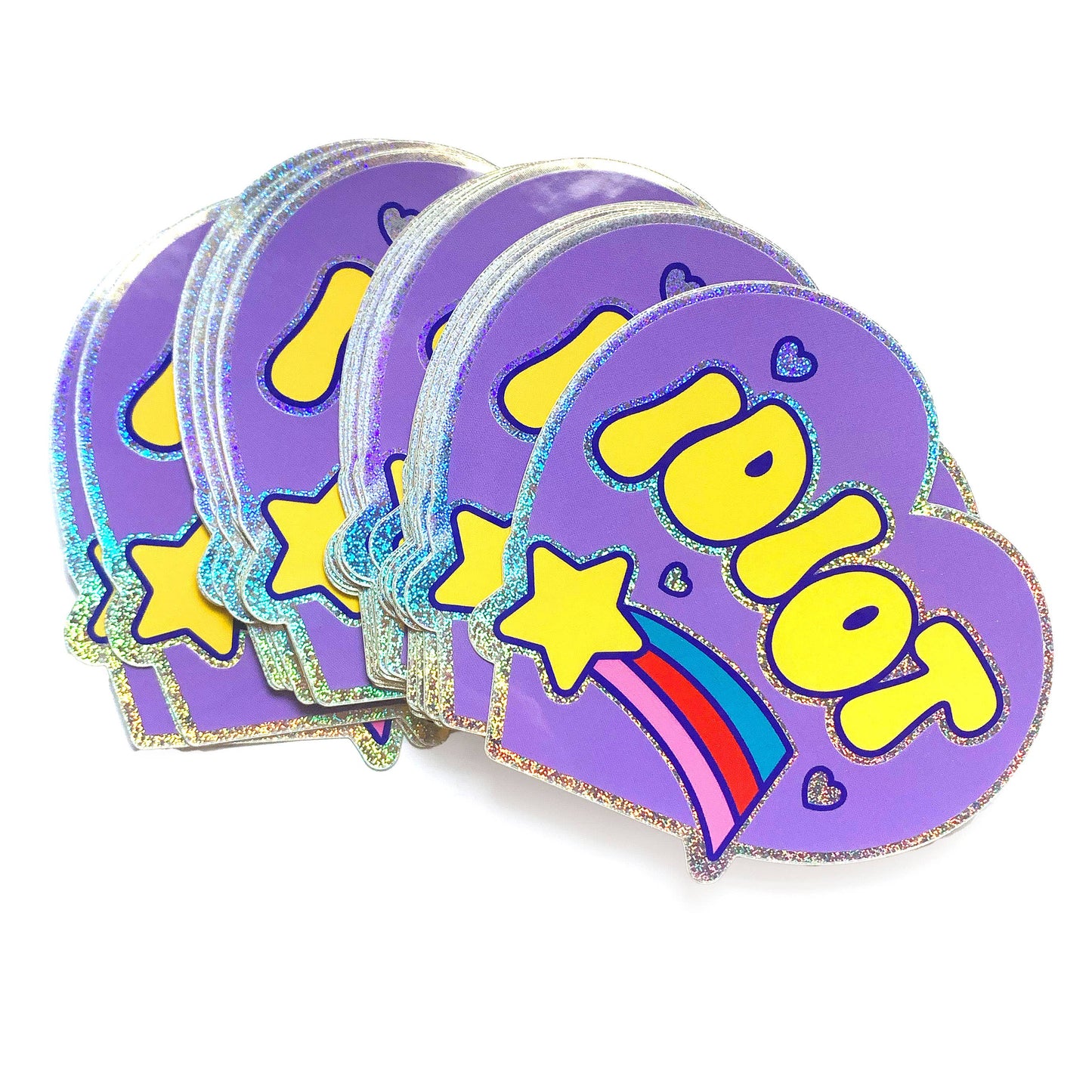 Idiot Heart-Shaped Glitter Sparkle Vinyl Sticker