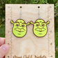 Y2K Shrek Inspired Hand Painted Wood Dangle Earrings