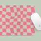 Mousepad Pink Wavy Checkerboard Design