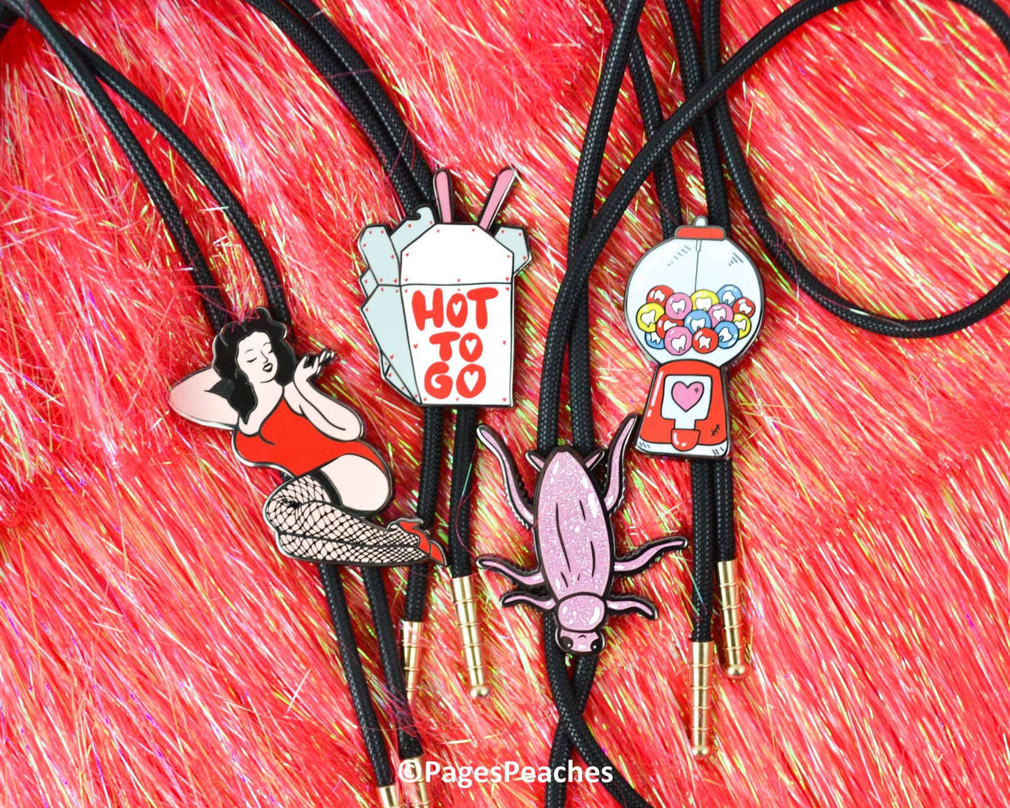 Pinup Bolo Tie, Black Nickel, 3 Inch