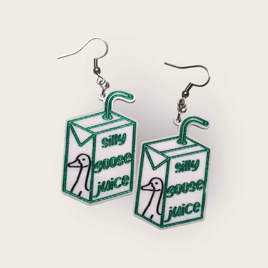 Silly Goose Juice Hand Painted Acrylic Dangle Earrings