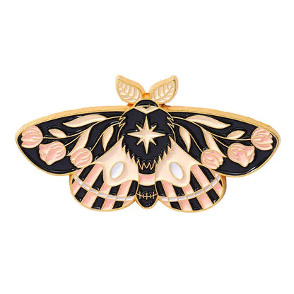 Roses Floral Moth Butterfly Enamel Pins