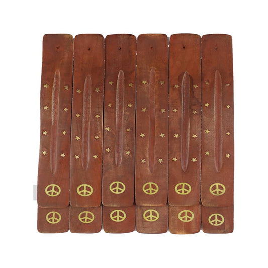 Peace Signs Wooden Incense Ash Catcher