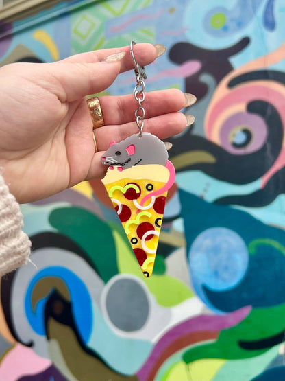 Pizza Rat Keychain