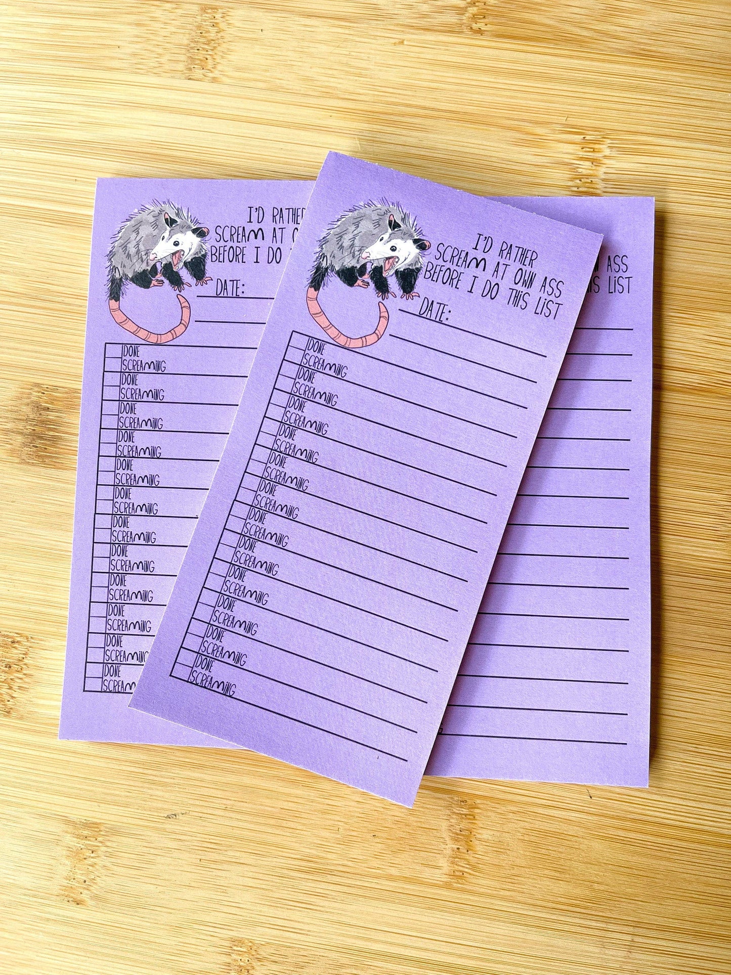 To-Do List Opossum Possum Screaming Notepad