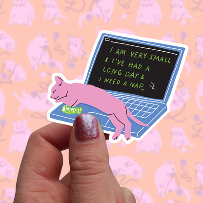 Napping Laptop Kitty Clear Sticker
