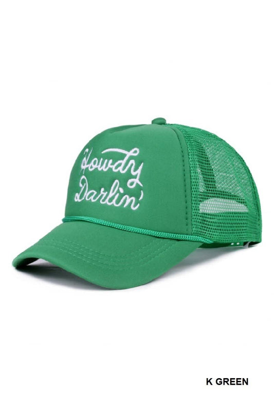 Green Howdy Darlin Mesh Trucker Hat