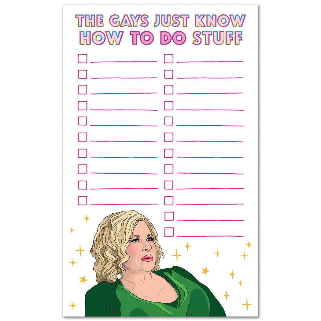 Notepad: Jennifer Coolidge The Gays To Do List