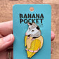 Glitter Banana Pocket Opossum Hard Enamel Pin