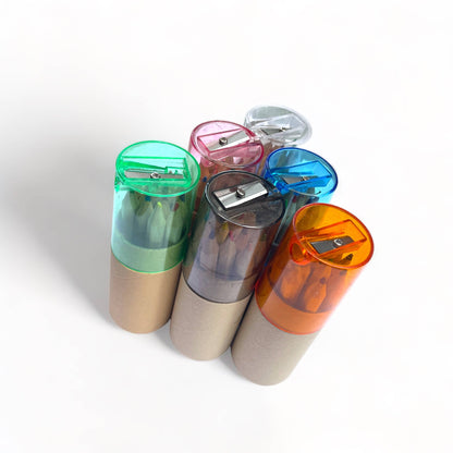 Mini Travel Compact Colored Pencils with Built In Sharpener, Assorted Colors