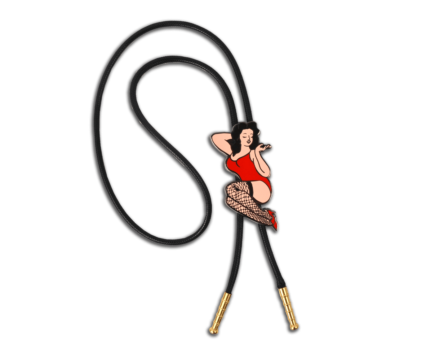 Pinup Bolo Tie, Black Nickel, 3 Inch