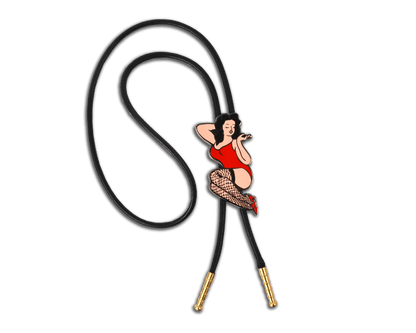 Pinup Bolo Tie, Black Nickel, 3 Inch