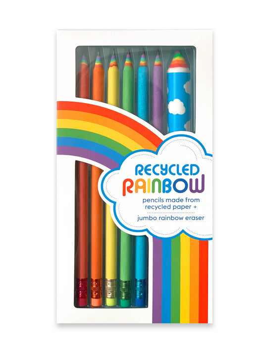 Recycled Rainbow Pencil and Eraser Set