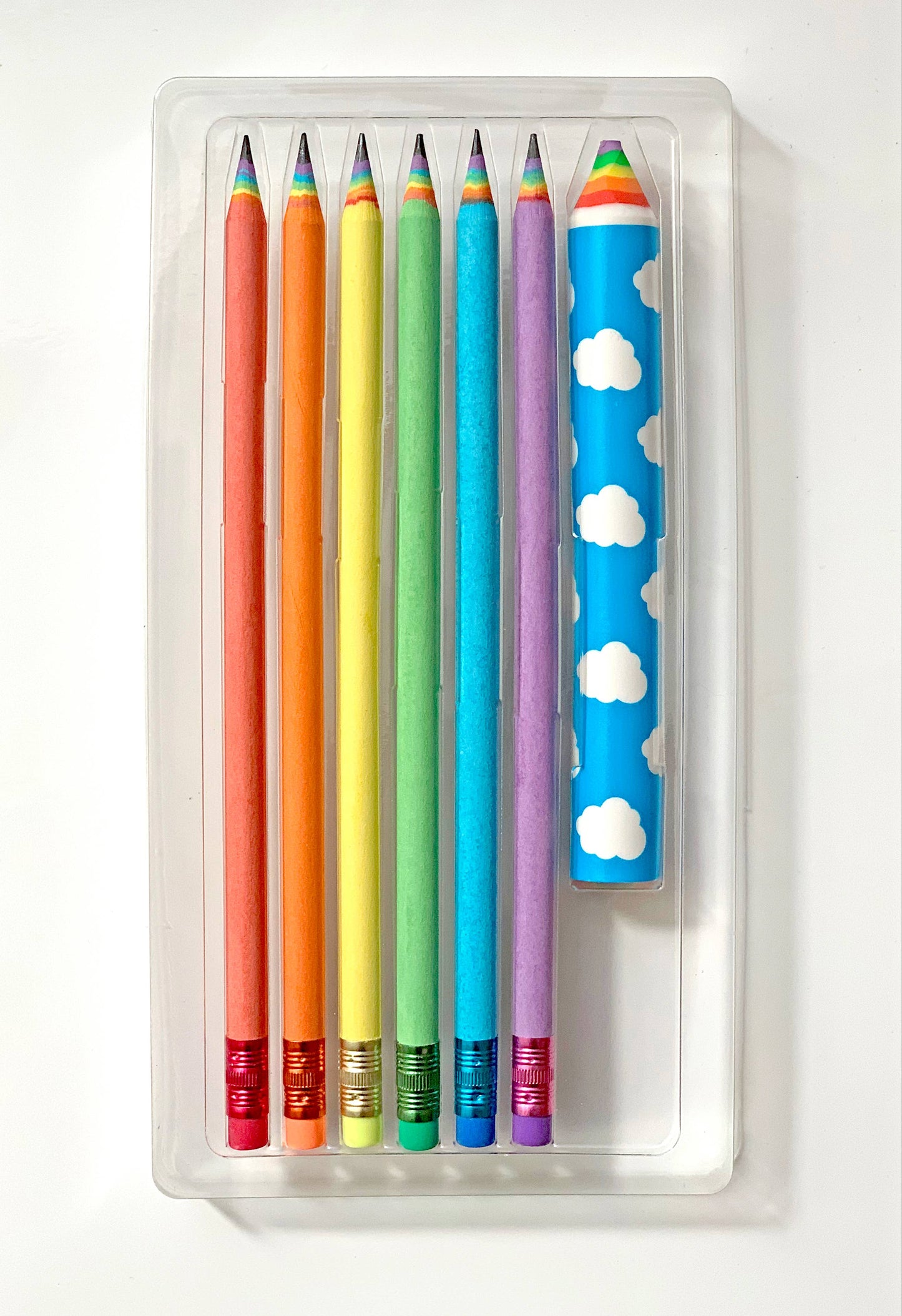 Recycled Rainbow Pencil and Eraser Set