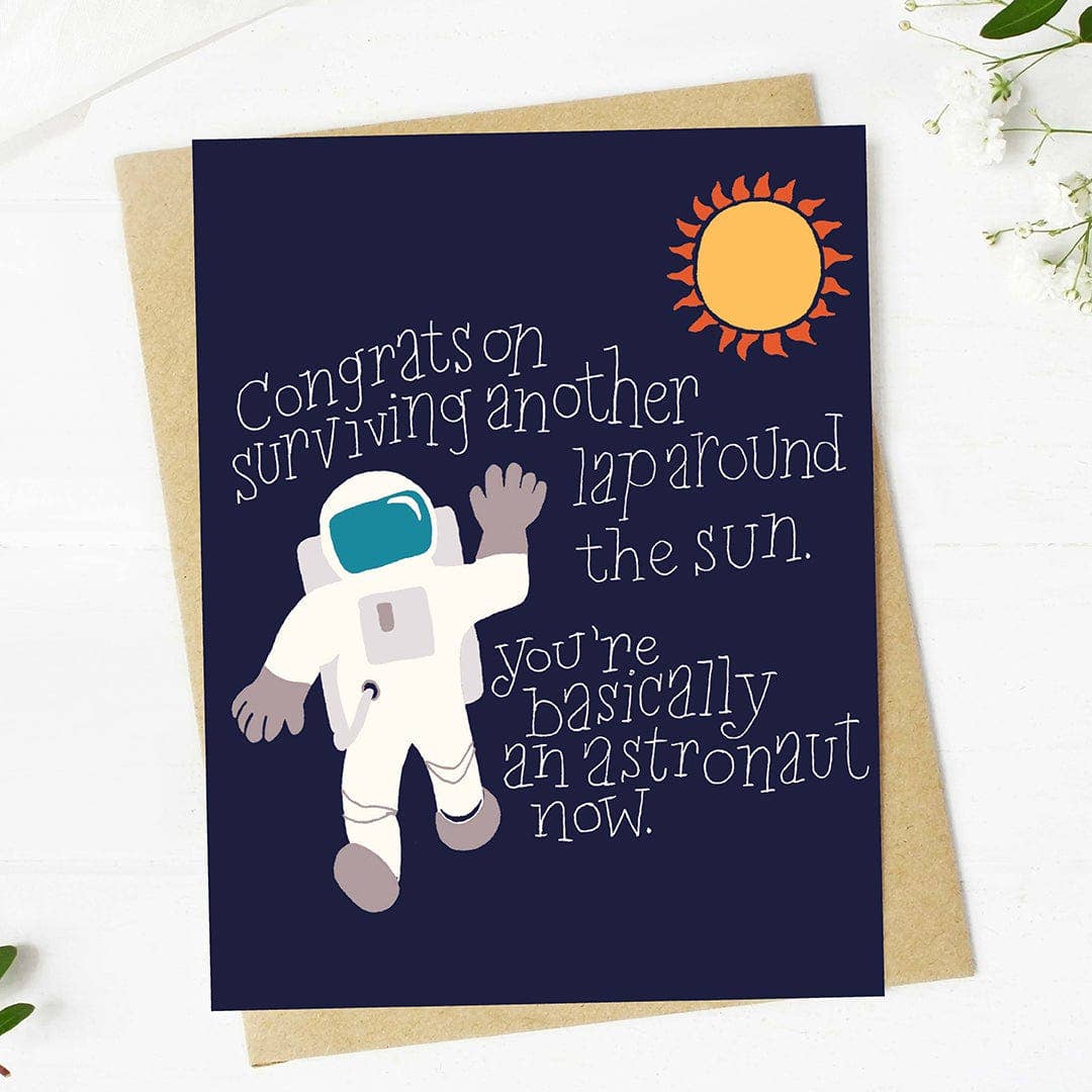 "Another lap around the sun" Funny Astronaut Birthday Card