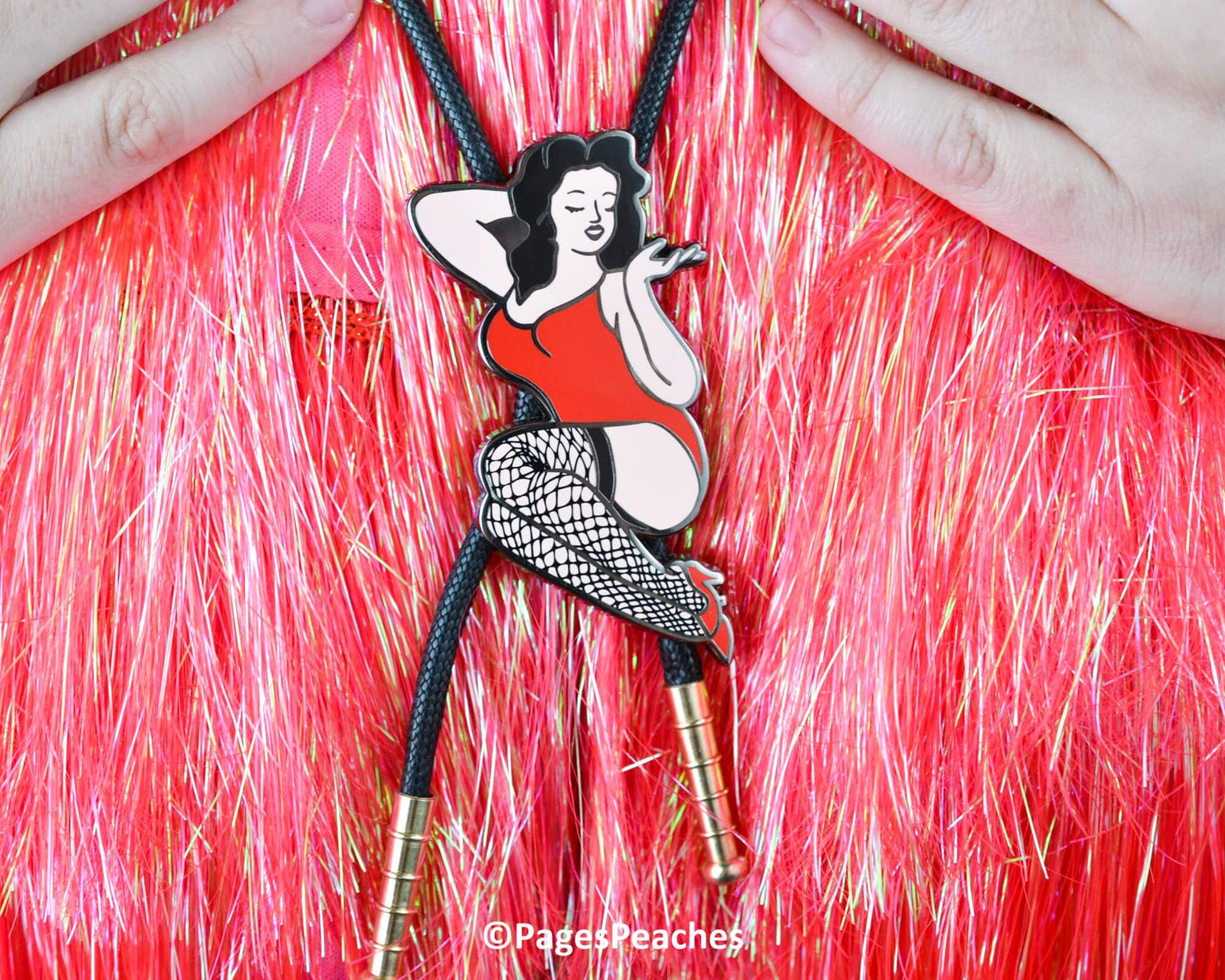 Pinup Bolo Tie, Black Nickel, 3 Inch