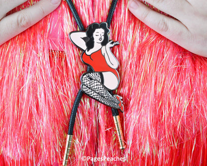 Pinup Bolo Tie, Black Nickel, 3 Inch