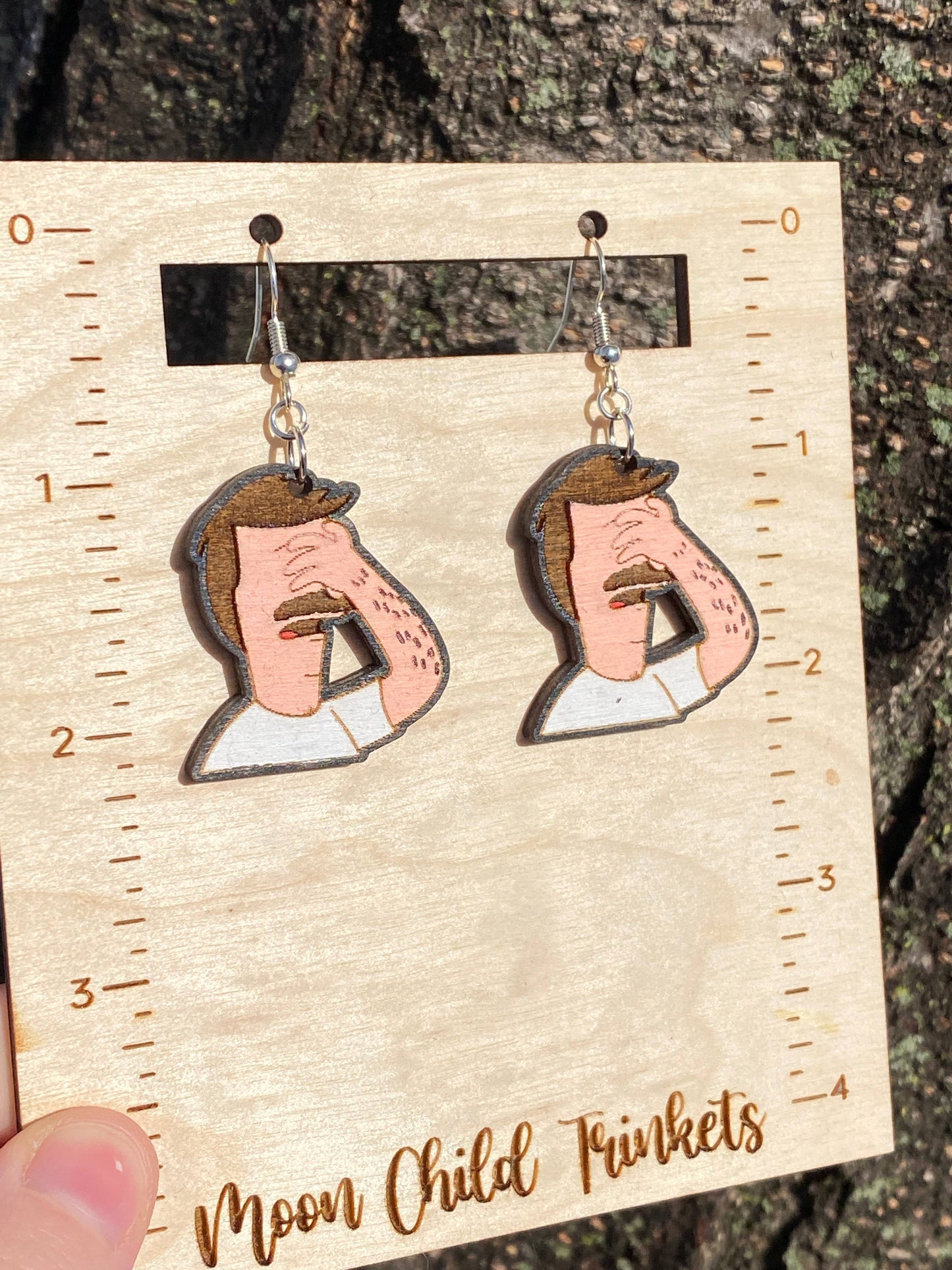 Bobs Burgers Bob Hand Painted Wood Dangle Earrings