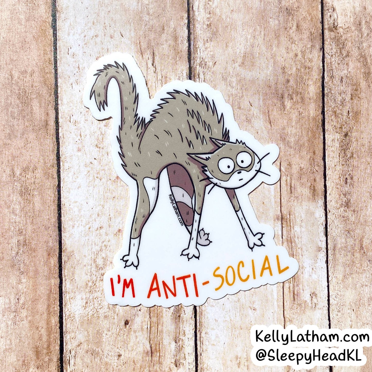 Antisocial Cat Waterproof Vinyl Sticker Funny Cute Animal