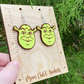 Y2K Shrek Inspired Hand Painted Wood Dangle Earrings