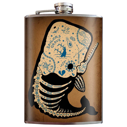 Tattooed Whale Flask