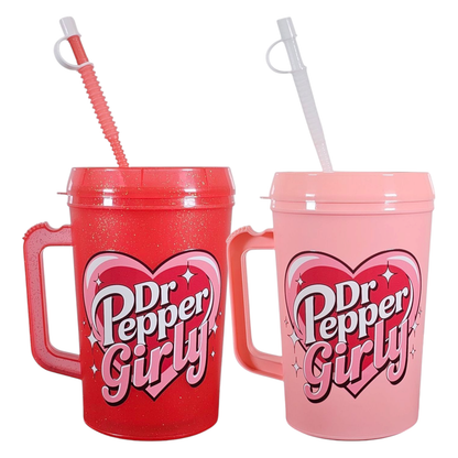 Dr Pepp Girly HIP SIPS Mega Trucker Mug 34oz: Red / Single Sided Graphic