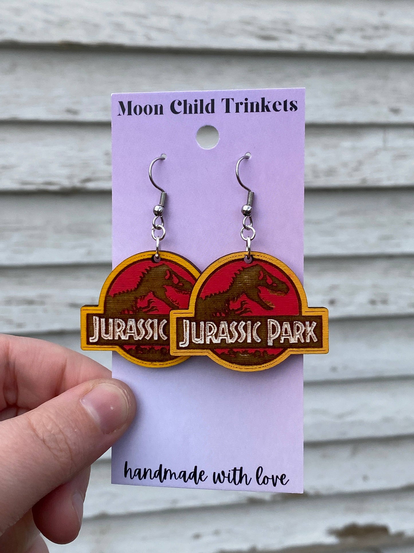 Jurassic Park Logo Hand Painted Earrings