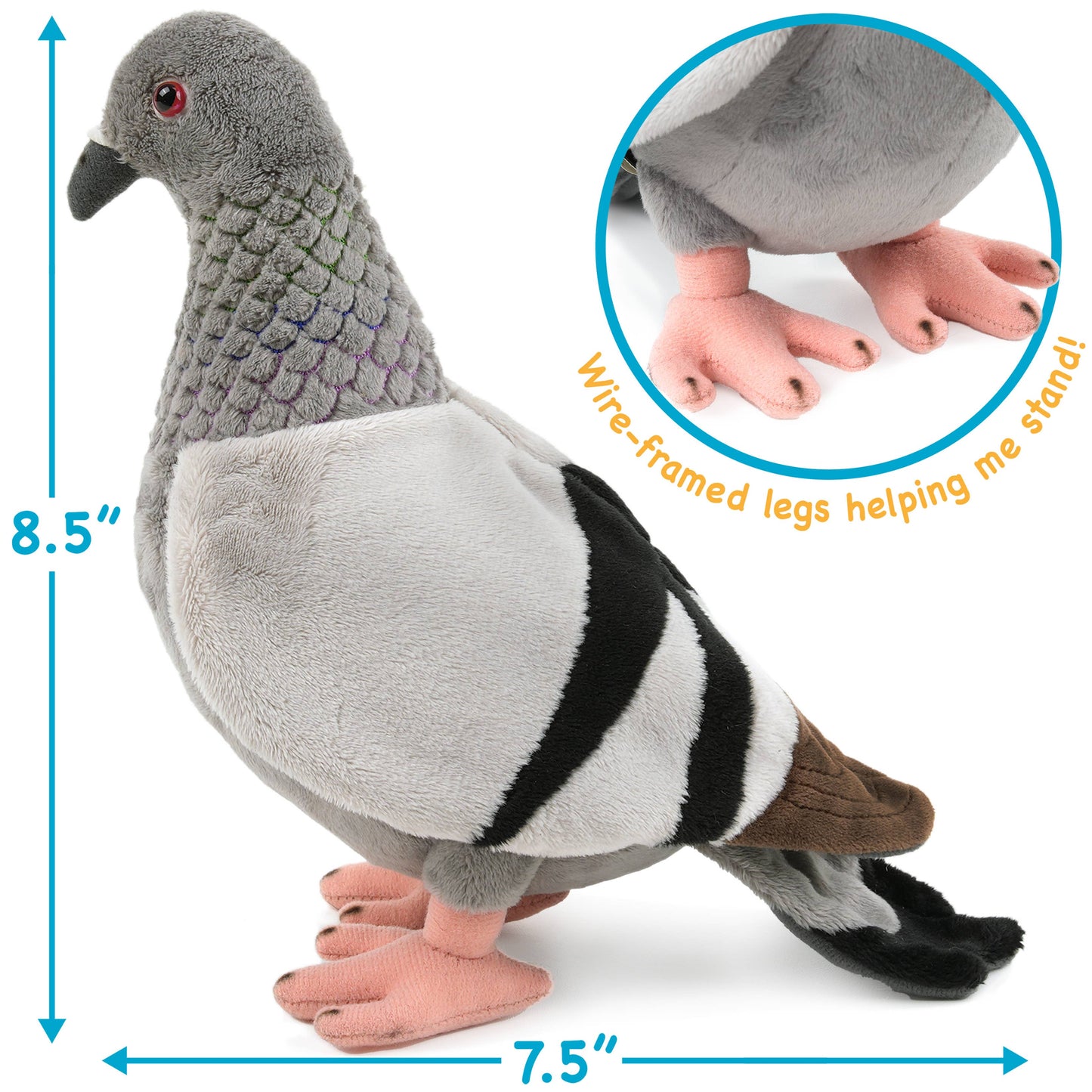 Gray Pepper The Pigeon 8.5" Stuffed Animal