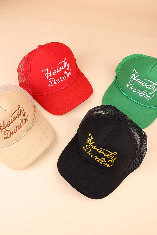 Green Howdy Darlin Mesh Trucker Hat