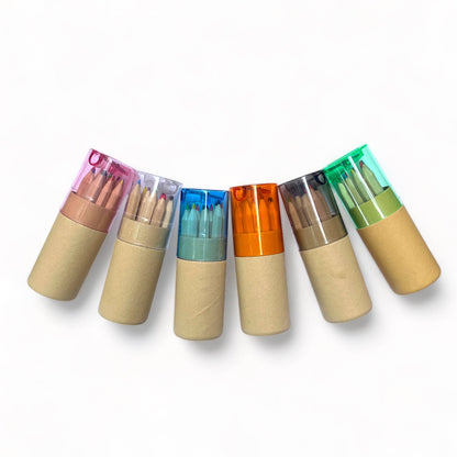 Mini Travel Compact Colored Pencils with Built In Sharpener, Assorted Colors