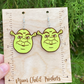 Y2K Shrek Inspired Hand Painted Wood Dangle Earrings