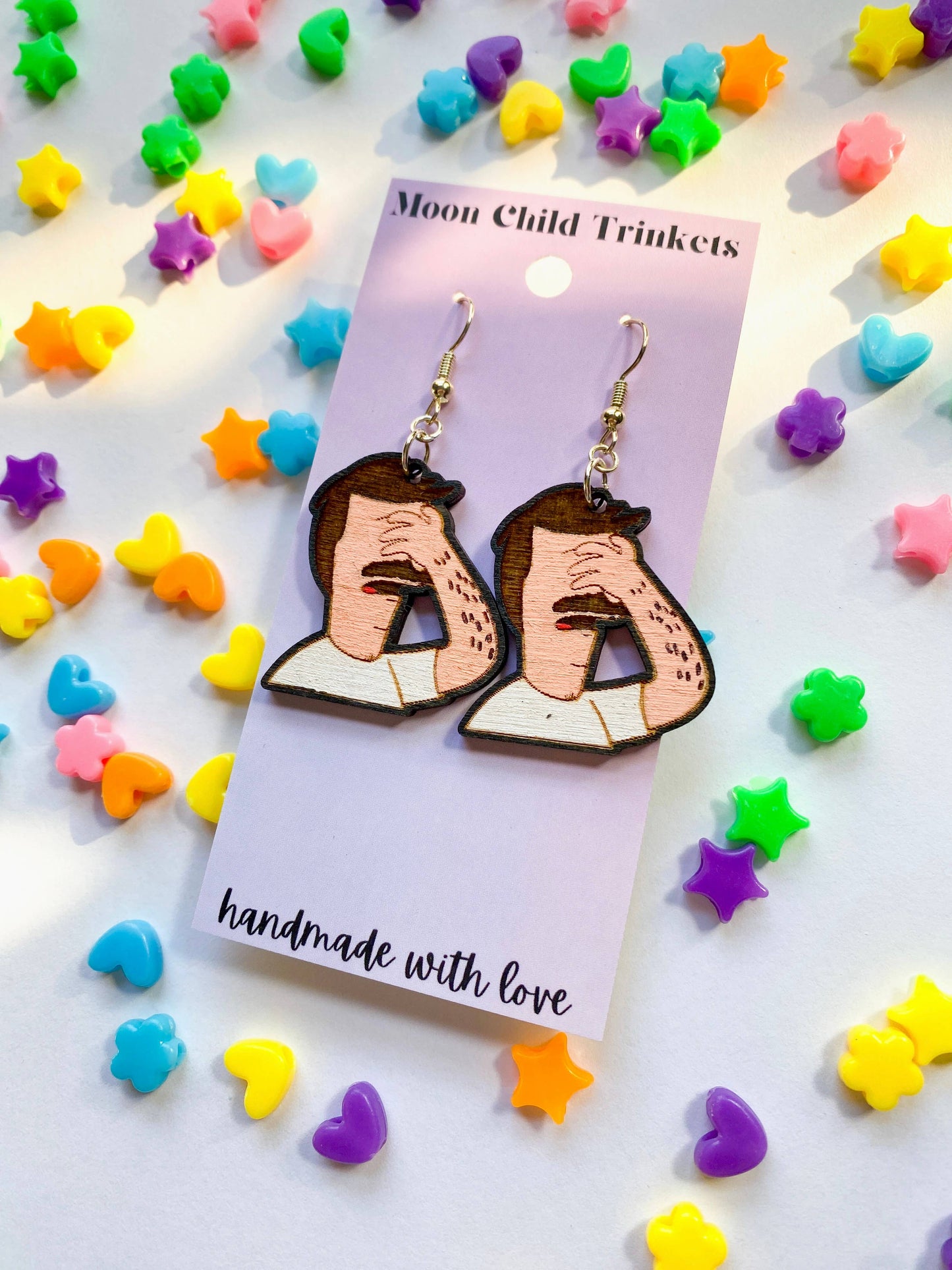 Bobs Burgers Bob Hand Painted Wood Dangle Earrings