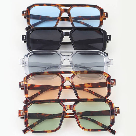 Tinted Block Aviator Sunglasses: MIX