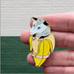 Glitter Banana Pocket Opossum Hard Enamel Pin