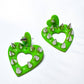 Charli XCX Punk Studded Brat Heart Clay Dangle Earrings