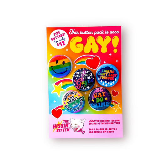 The Gayest Pack Buttons or Magnets, Set of 5