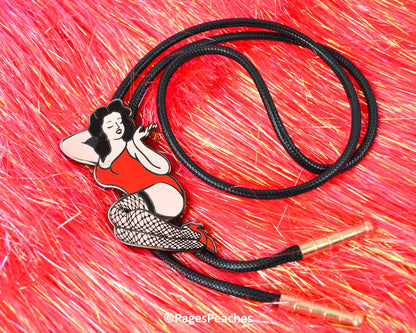 Pinup Bolo Tie, Black Nickel, 3 Inch