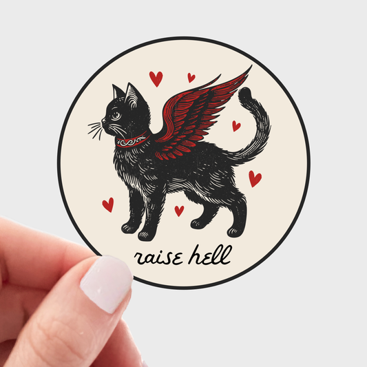 Raise Hell Cat Sticker