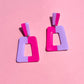 Pink/Purple Polymer Clay Duo-Toned Dangle Earrings